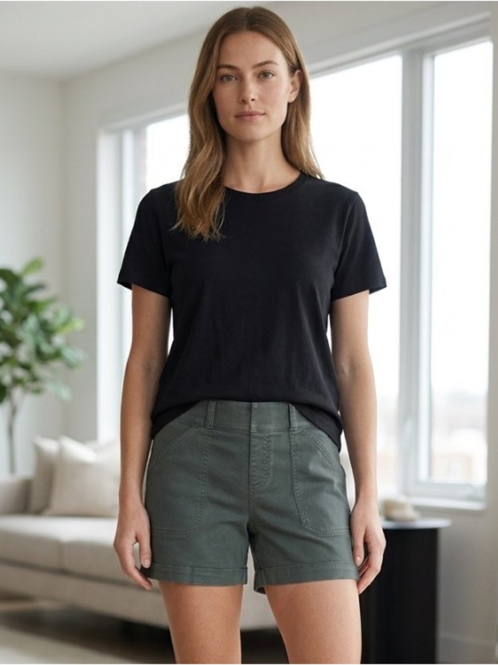 SPANX Gray Casual Stretch Shorts Large